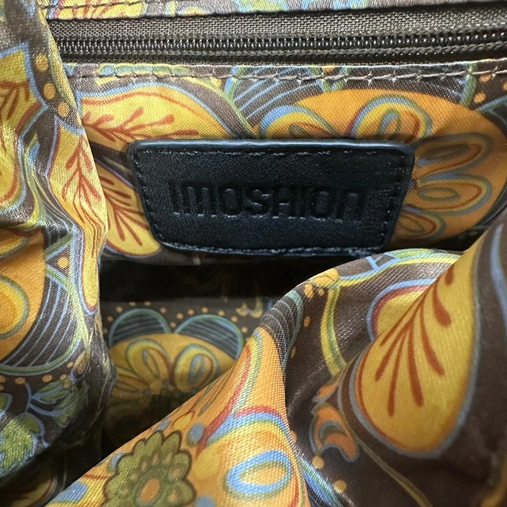Imoshion Hobo Bag Women Large Black Good Faux Leather Snakeskin Zip Detail